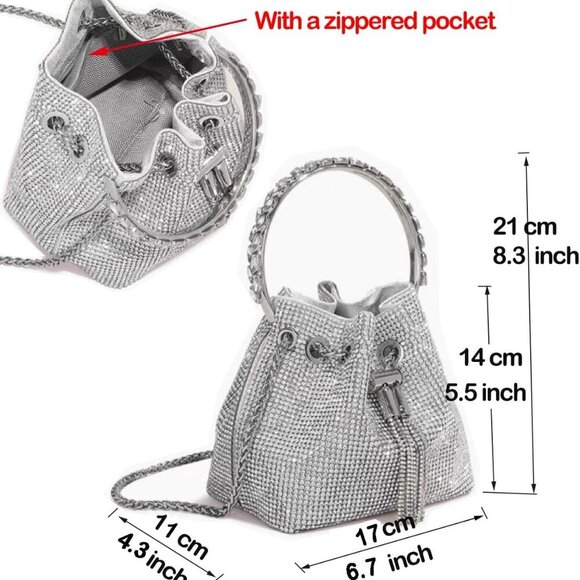 BBTT.ful Women's Evening Handbags Rhinestone Purse Sparkling Crossbody Bag Weddi - Picture 6 of 6